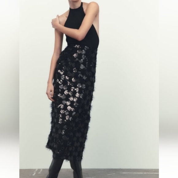 halter maxi dresses for women Green Sequin Halter Maxi Dress main image 0